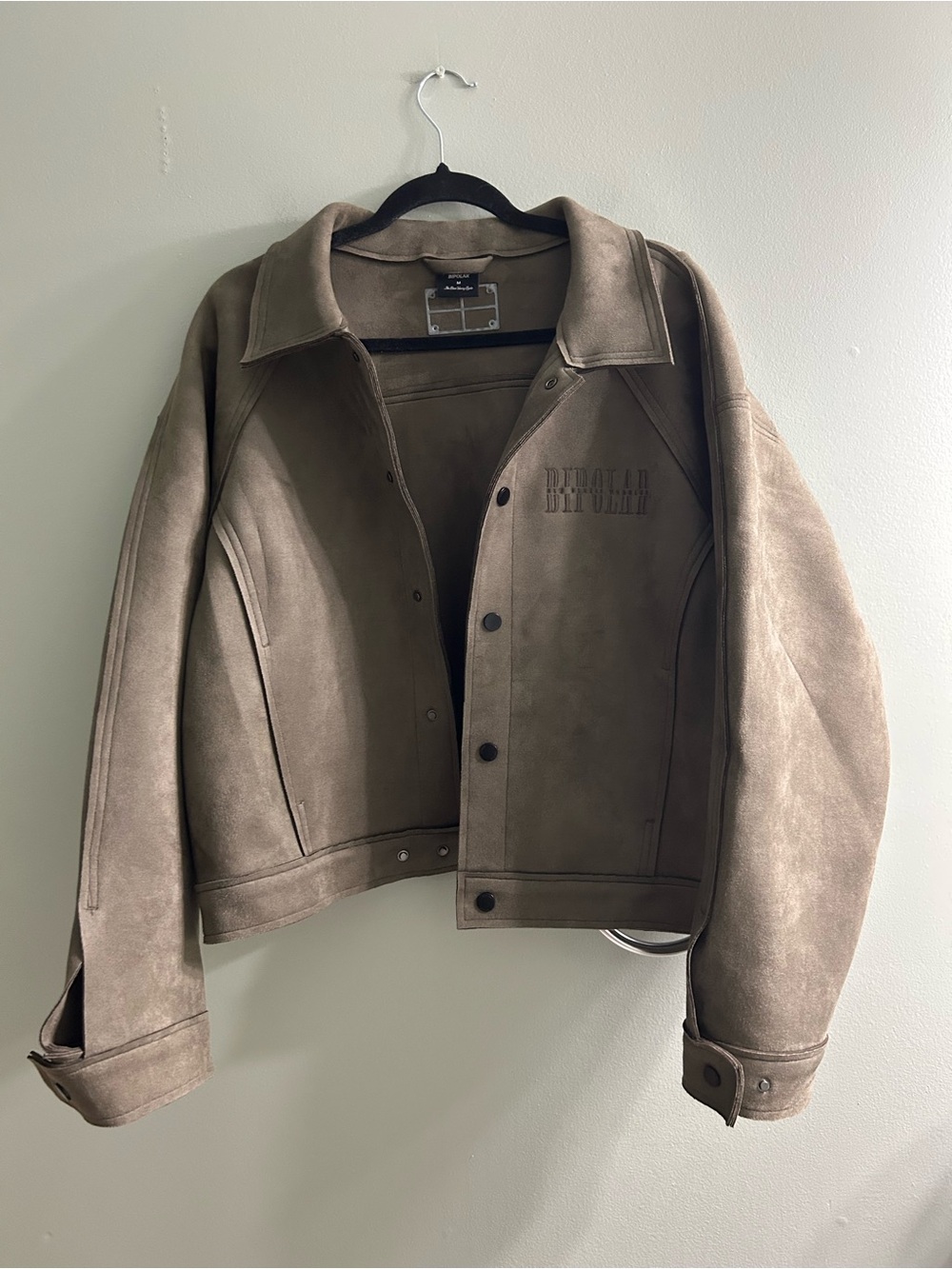 Bipolar streetwear brand oversized green suede jacket